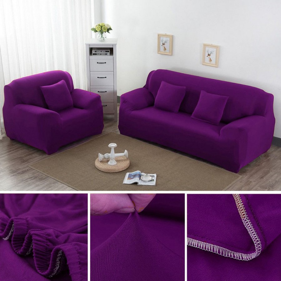 Purple  Jersey Fitted Sofa Cover Set | Comfortable Couch Cover | 3 Seater | 2 Seater | 1 Seater | 5,6 & 7 Seater Sets | Narmo Gudaz	